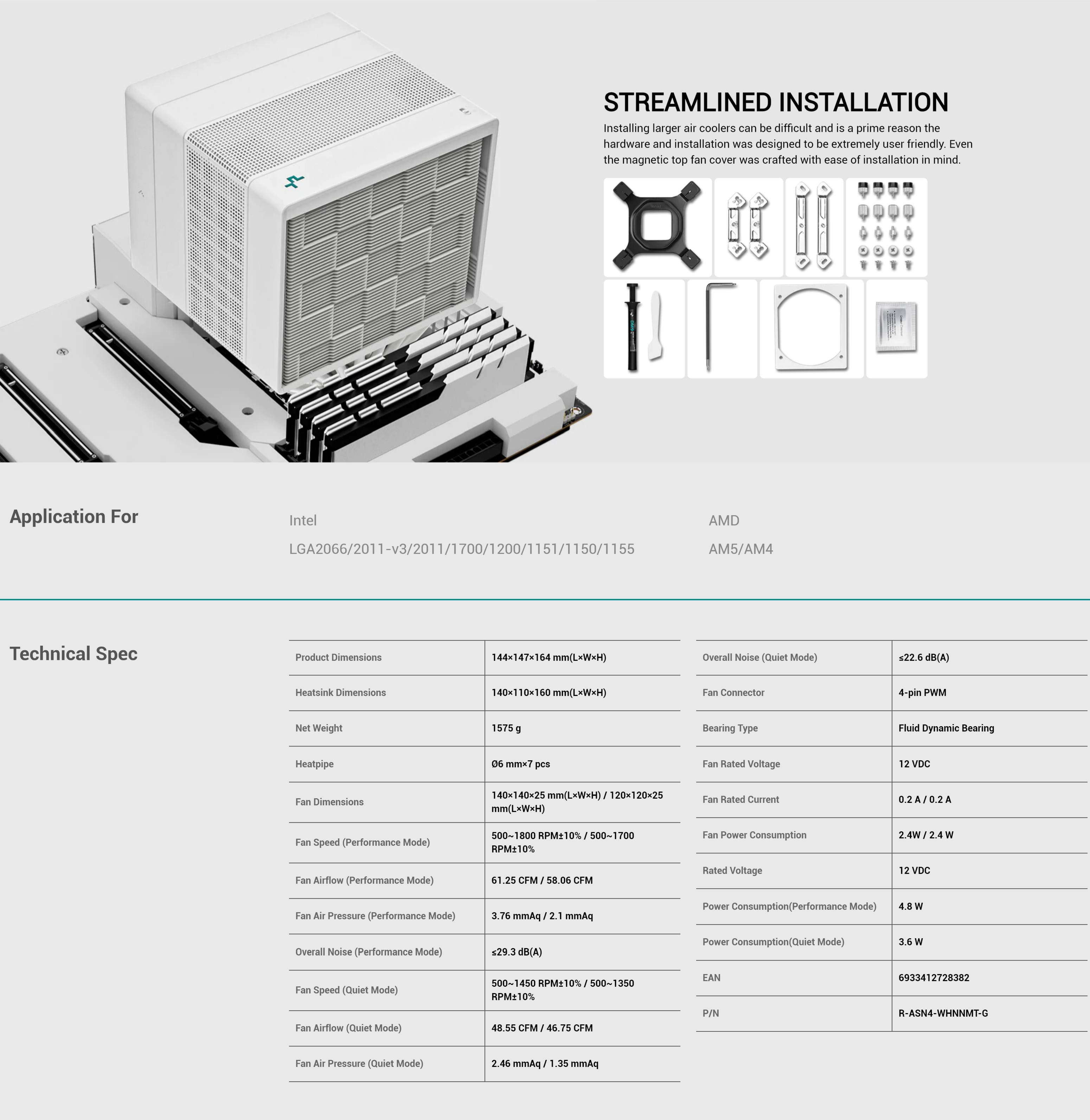 A large marketing image providing additional information about the product DeepCool Assassin IV CPU Cooler - White - Additional alt info not provided